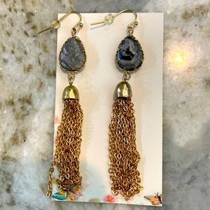 Gray And Gold Fashion Earrings